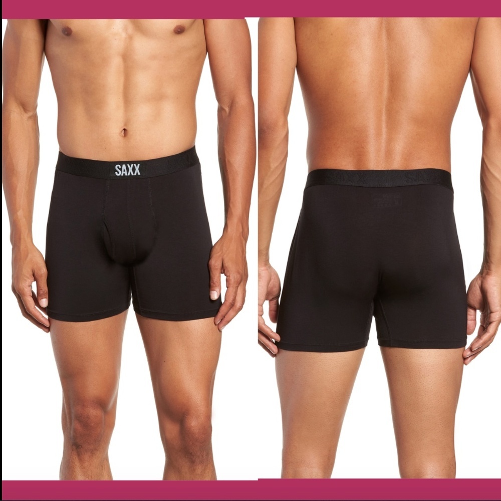 NEW $32 SAXX Ultra Boxer Briefs in Black‎ / Black SZ Small